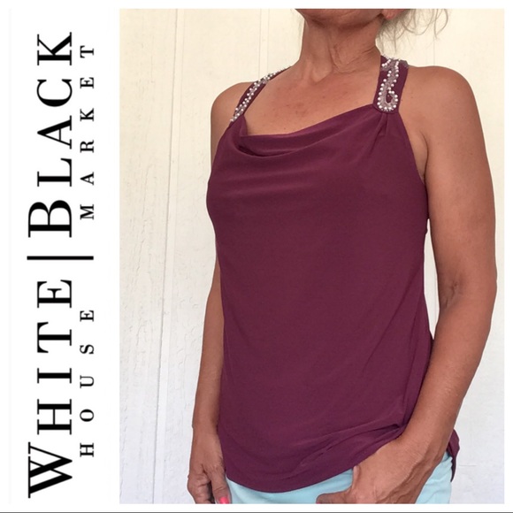 WHBM MAUVE PURPLE EMBELLISHED RACERBACK TANK XS - Picture 3 of 16
